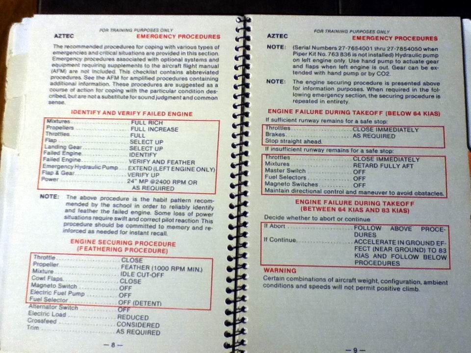 Piper Aztec F Checklist