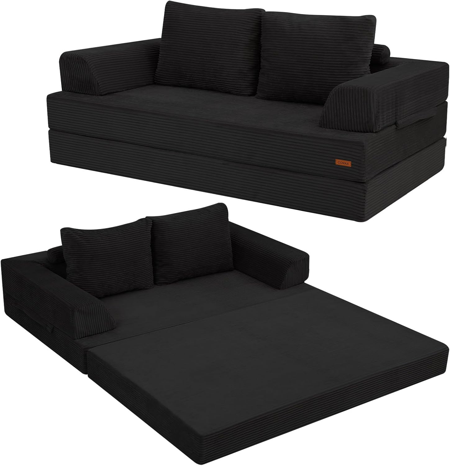 COMAX Futon Sofa Bed, Convertible Folding Sofa Bed, Boneless Couch Loveseat Cord