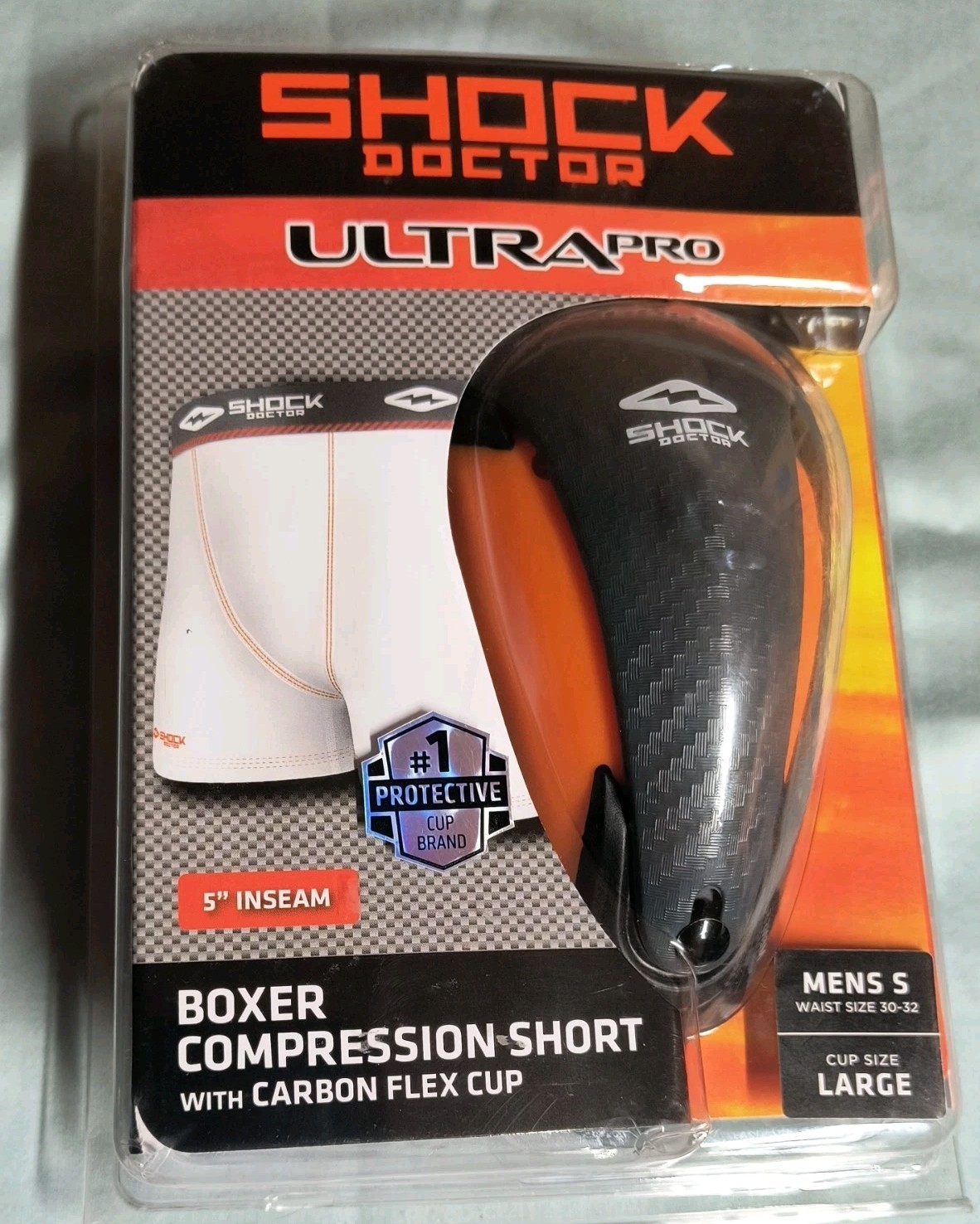 SHOCK DOCTOR Ultra Pro Boxer Compression White Short Carbon Flex Cup Sz S Cup L
