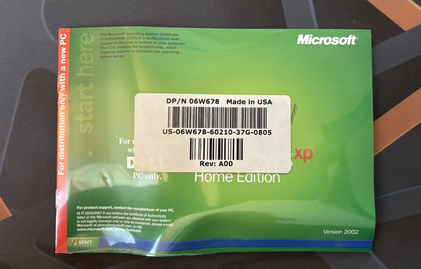 Microsoft Windows XP Home Edition SP1 2002 (Factory Sealed New) Dell PC