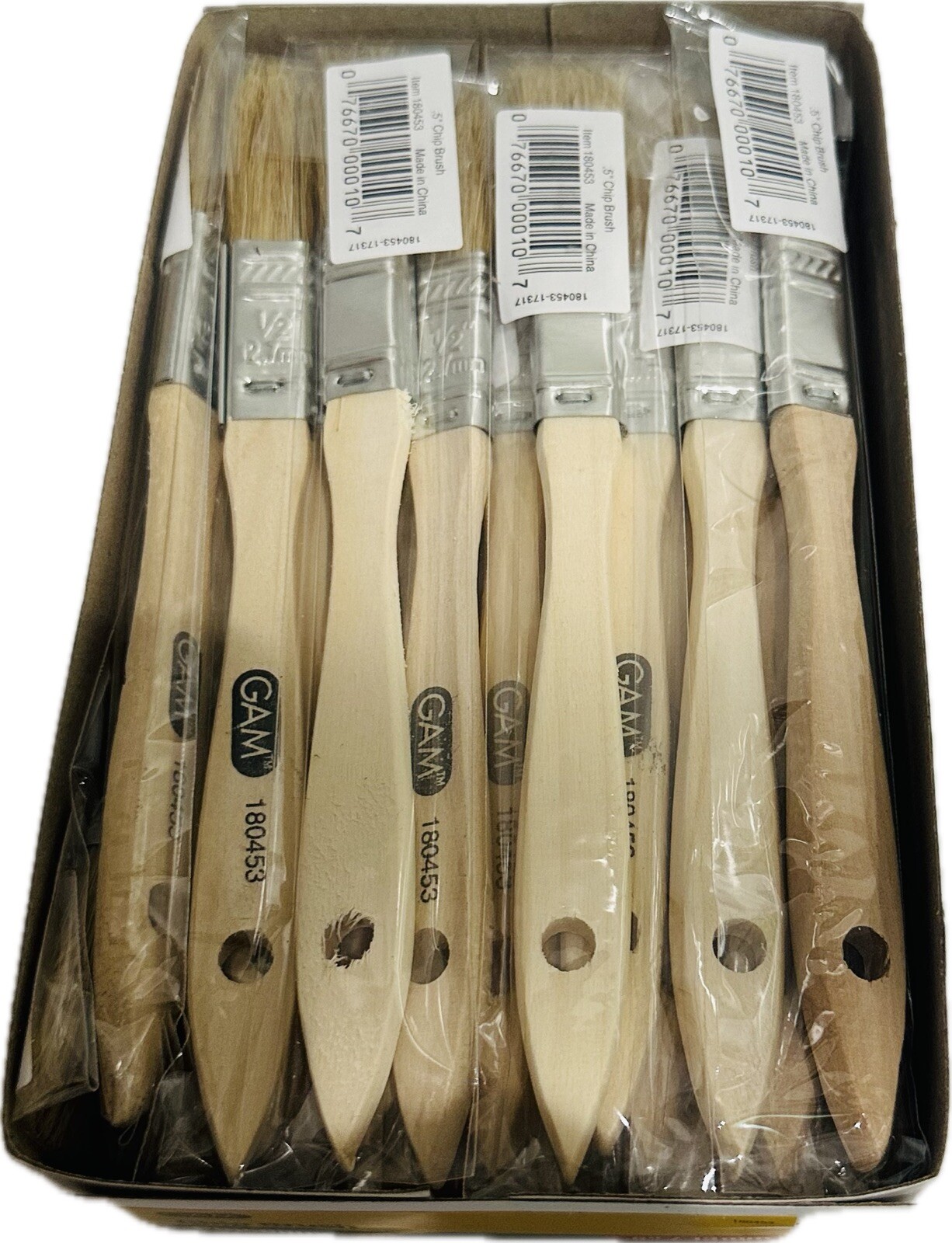 36 Brushes Gam 1/2" Single X Wood Handle Chip Brush BB00010
