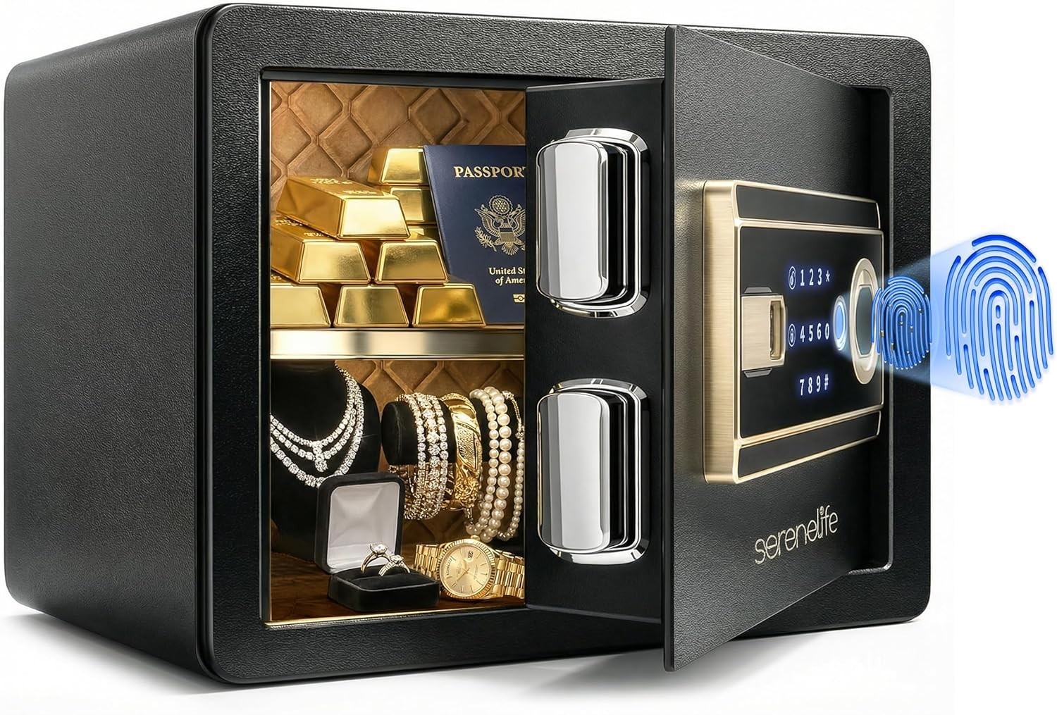 Fingerprint Safe 0.63 Cubic Ft - Biometric and Fire Resistant | Secure Storage