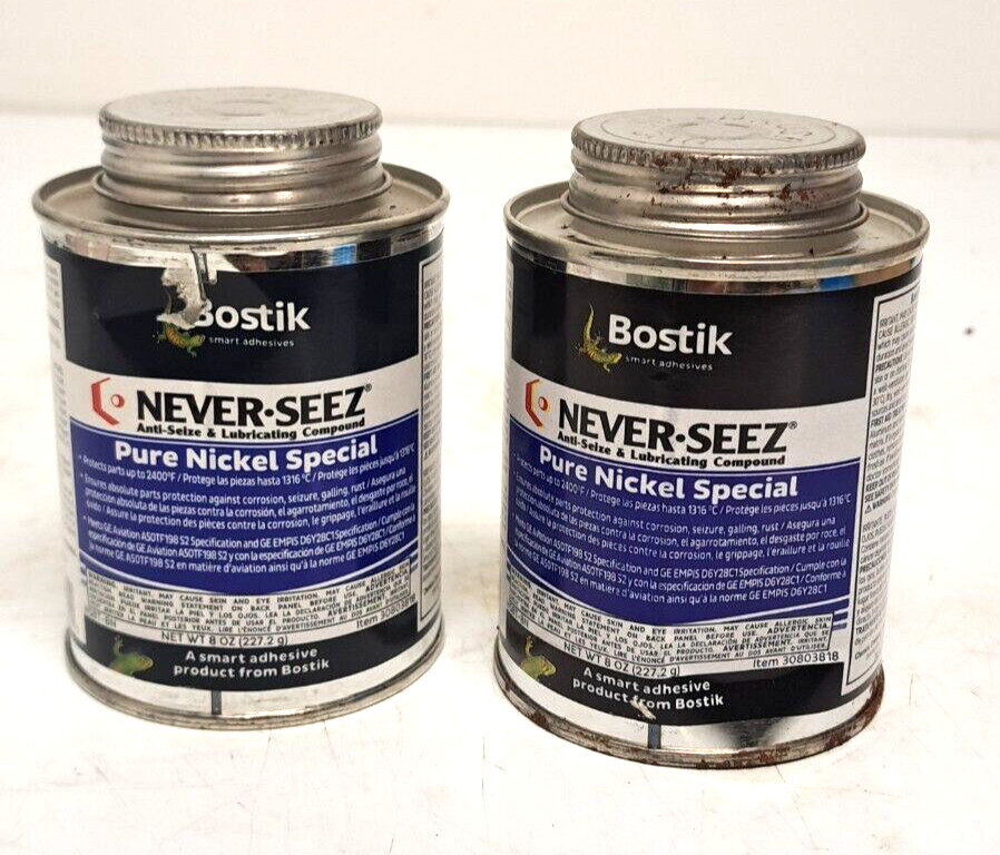 BOSTIK NEVER-SEEZ NSBT-8N Pure Nickel Special 8Oz. Brush Top Can Lot of 2