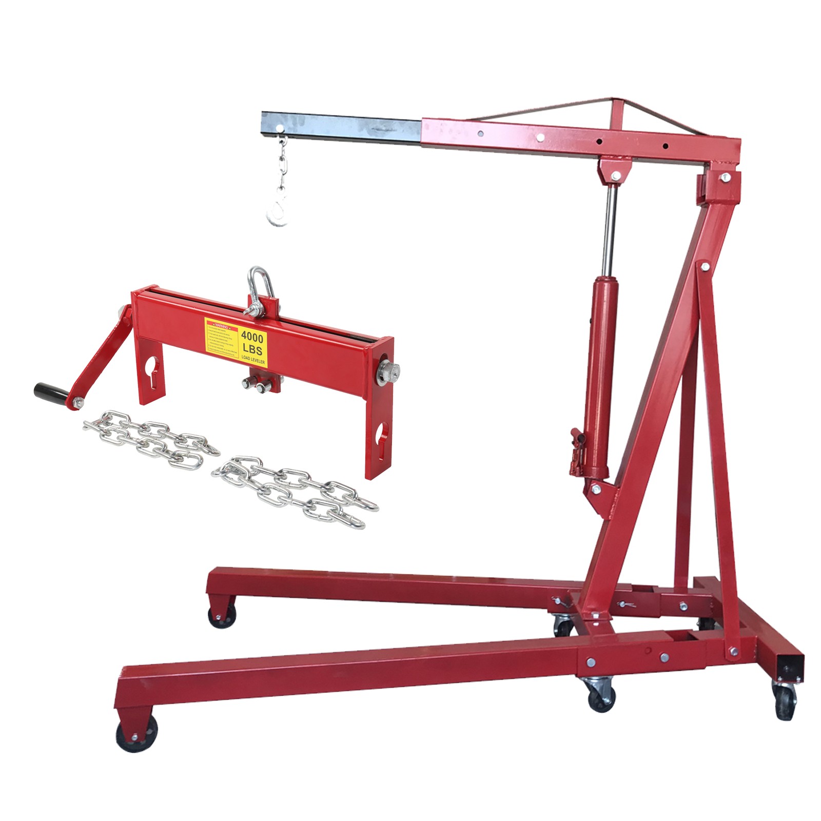 2 TON Engine Motor Hoist Cherry Picker Crane Lift + 4000lbs Engine Load Leveler