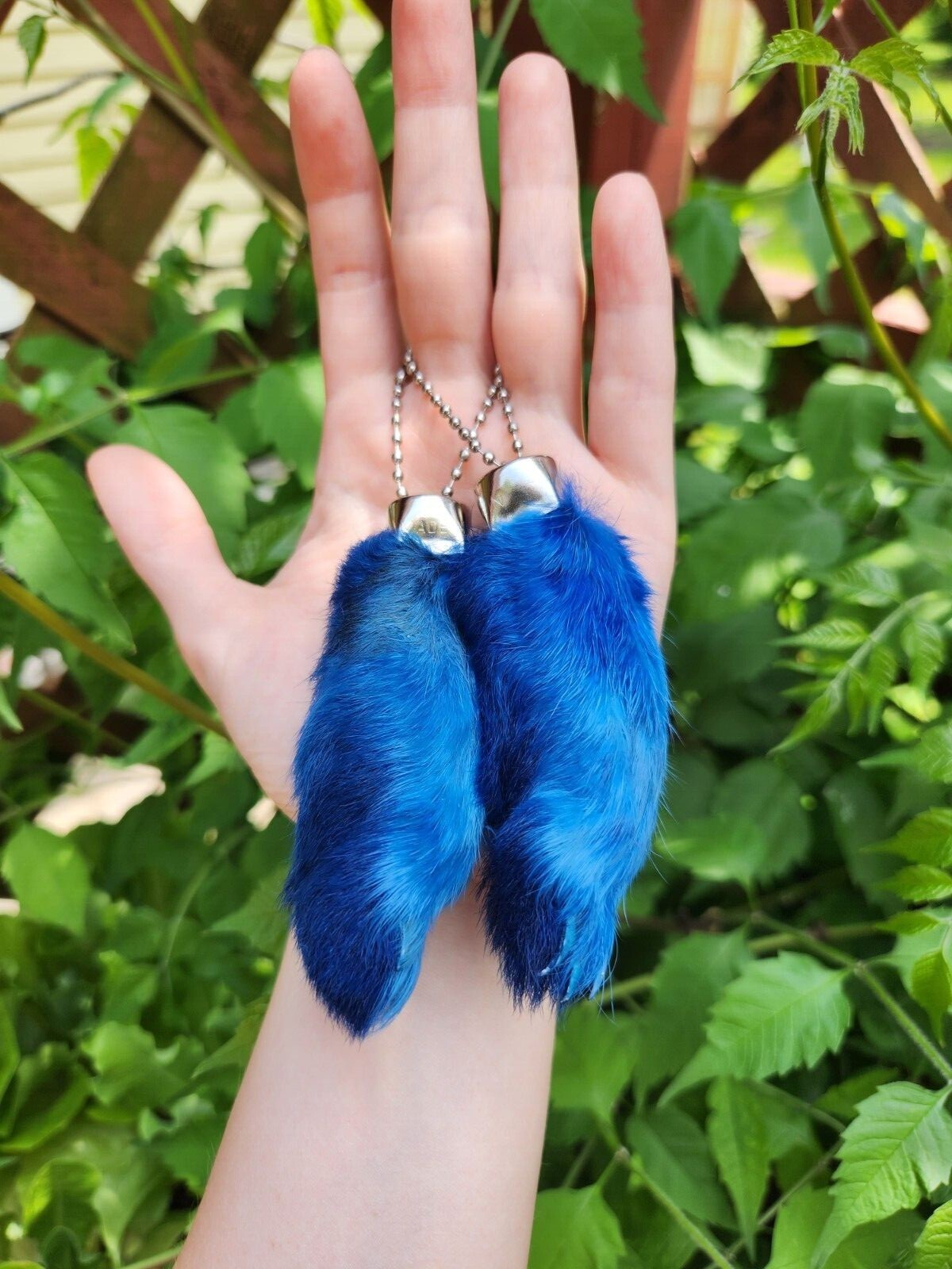 Lucky RABBITS FEET Real Rabbit Foot Keychains Key Chains red pink purple green