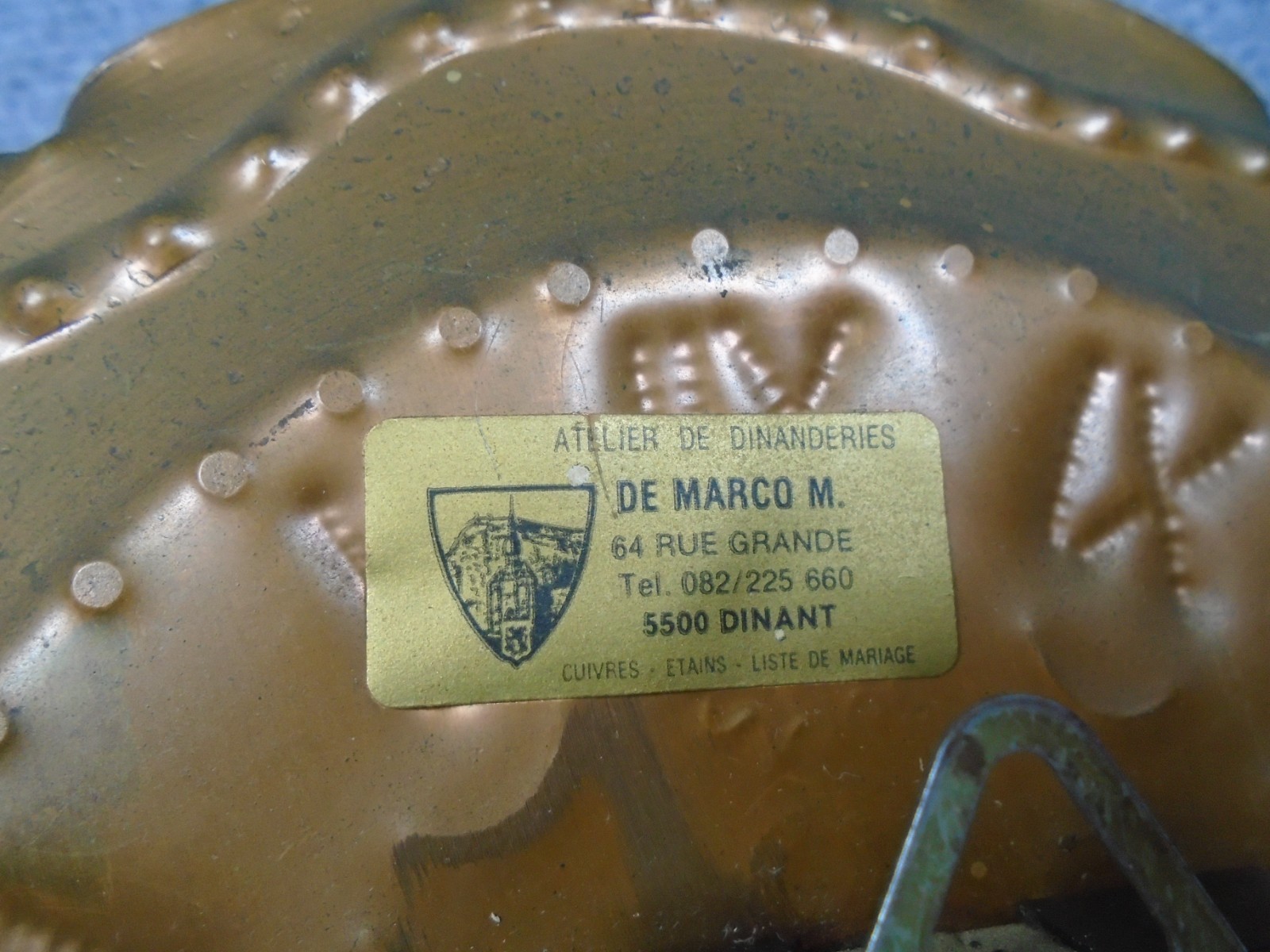 VTG. COPPER WALL CLOCK DINANDERIE DE MARCO DINANT HANDMADE