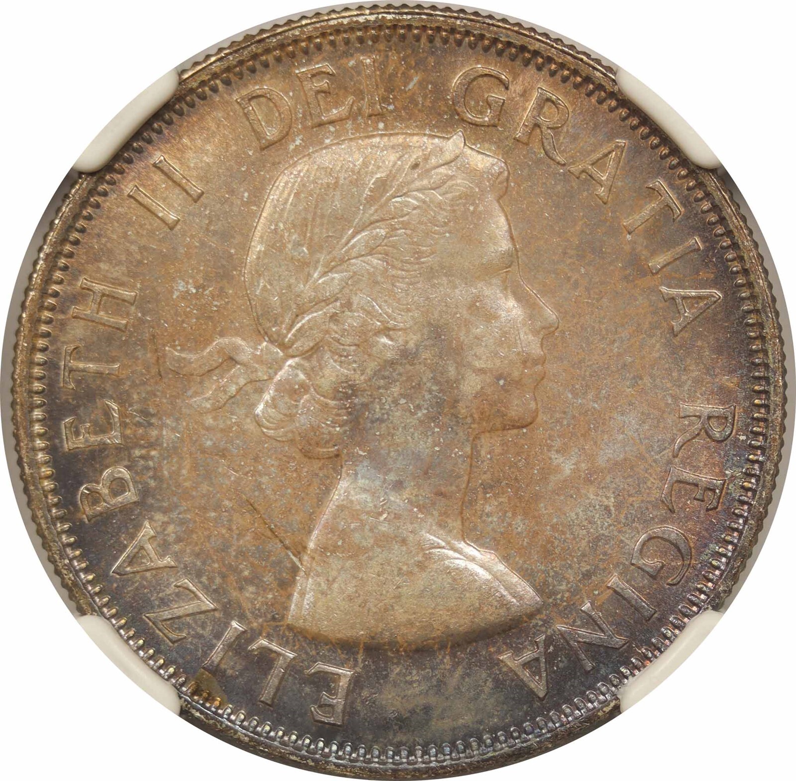 1954 Canada 50C NGC MS 64 (Toned) Silver Half Dollar