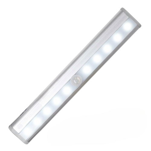 10LED Motion Sensor Light (Cool White), Aluminum, Rechargeable (White)