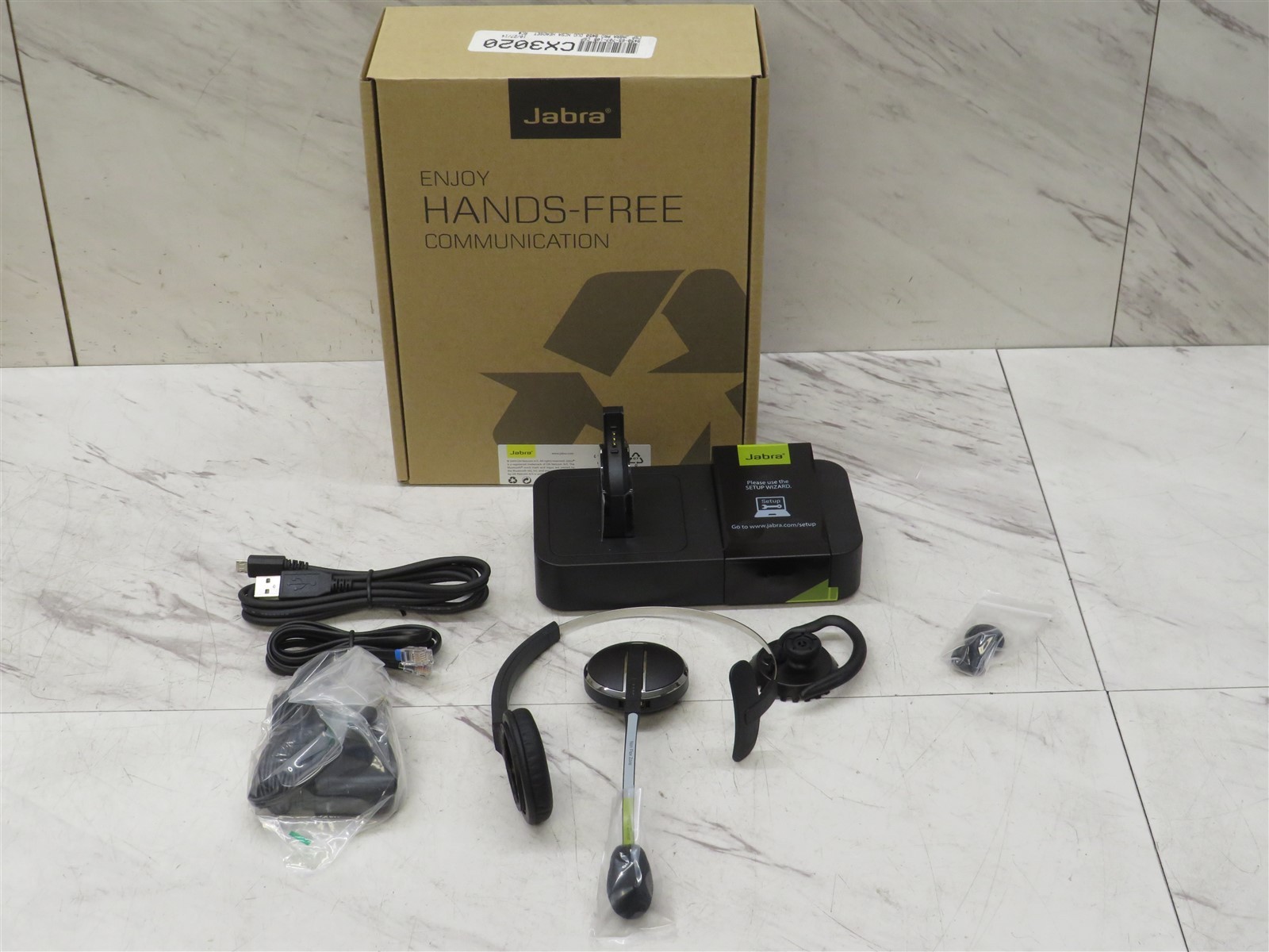 Open Box Jabra PRO 9450 Flex Wireless Mono-Headset 9450-65-707-105 w Base Cables
