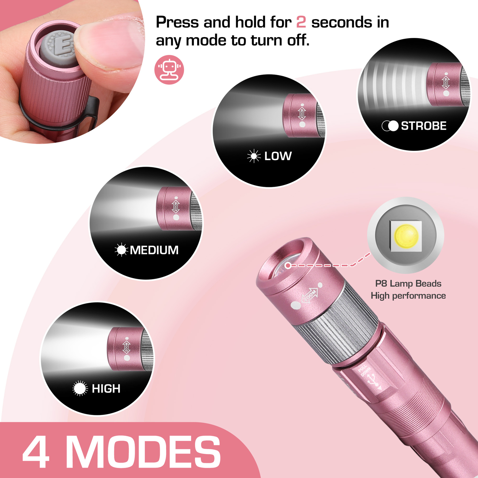 EverBrite Pen Light Rechargeable 300 Lumens Zoomable LED Memory Function