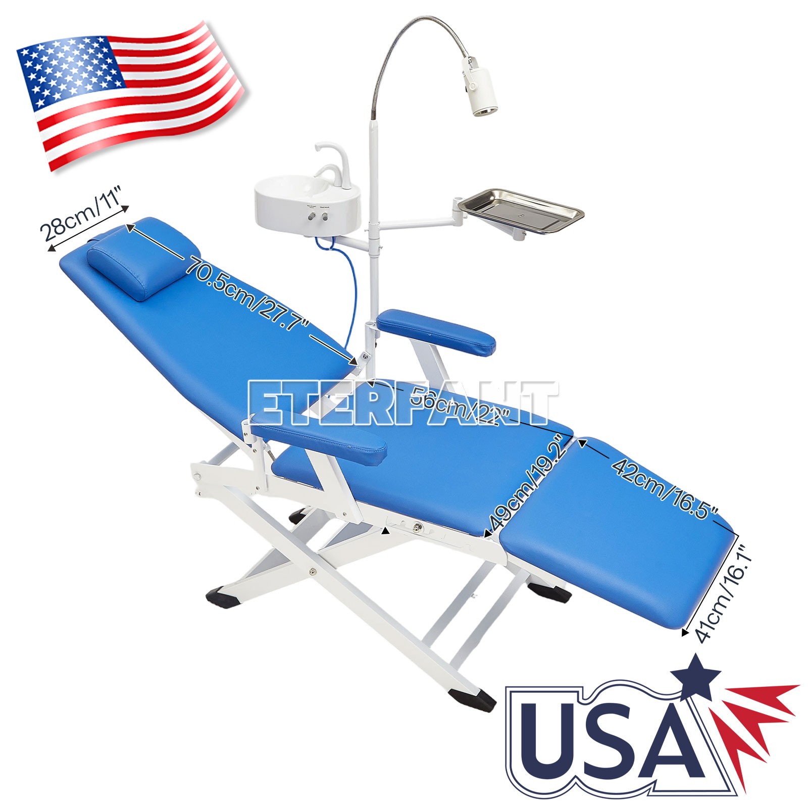 Portable Dental Unit System w/Air Compressor/Adjustable Folding Chair LED Light