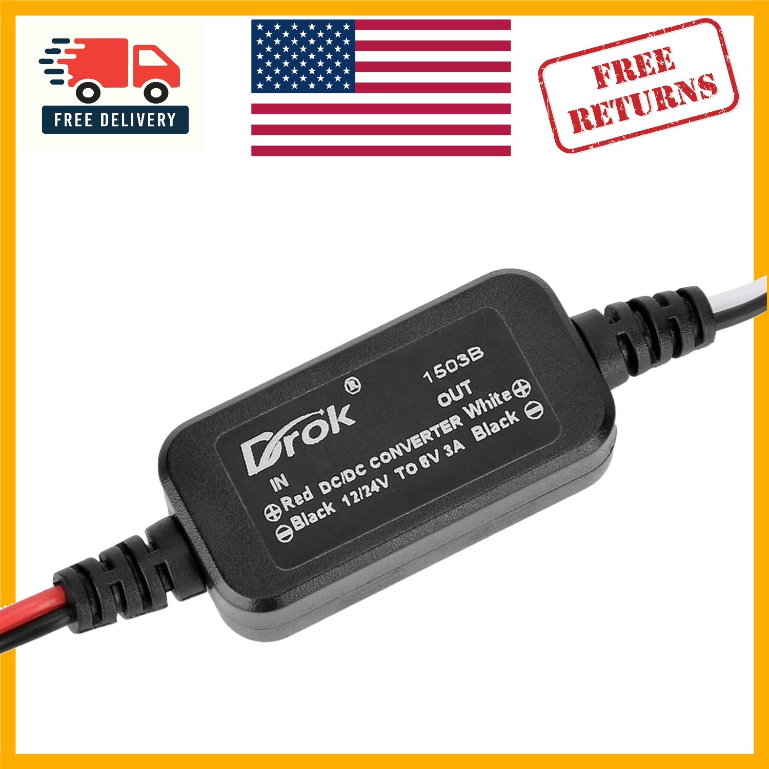Waterproof 12V to 6V Converter - 3A Voltage Regulator for Car, RV & Solar Panels