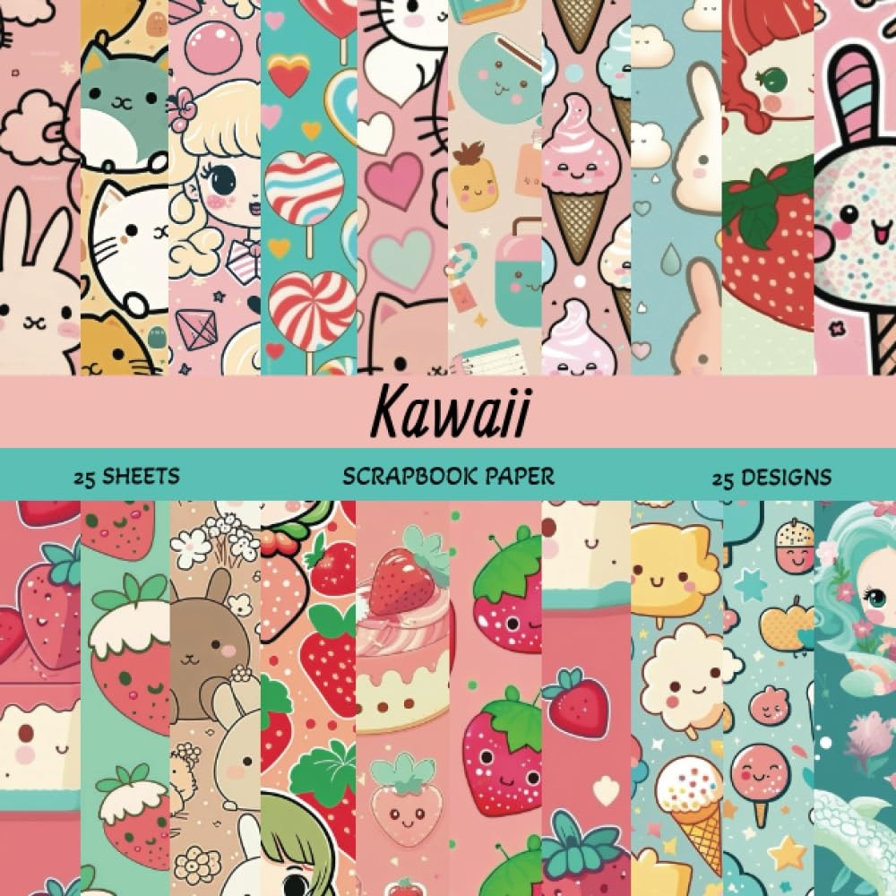 Kawaii Scrapbook Paper: Cute Kawaii Themed Craft Paper Pad Supplies, 8.5" X 8.5"