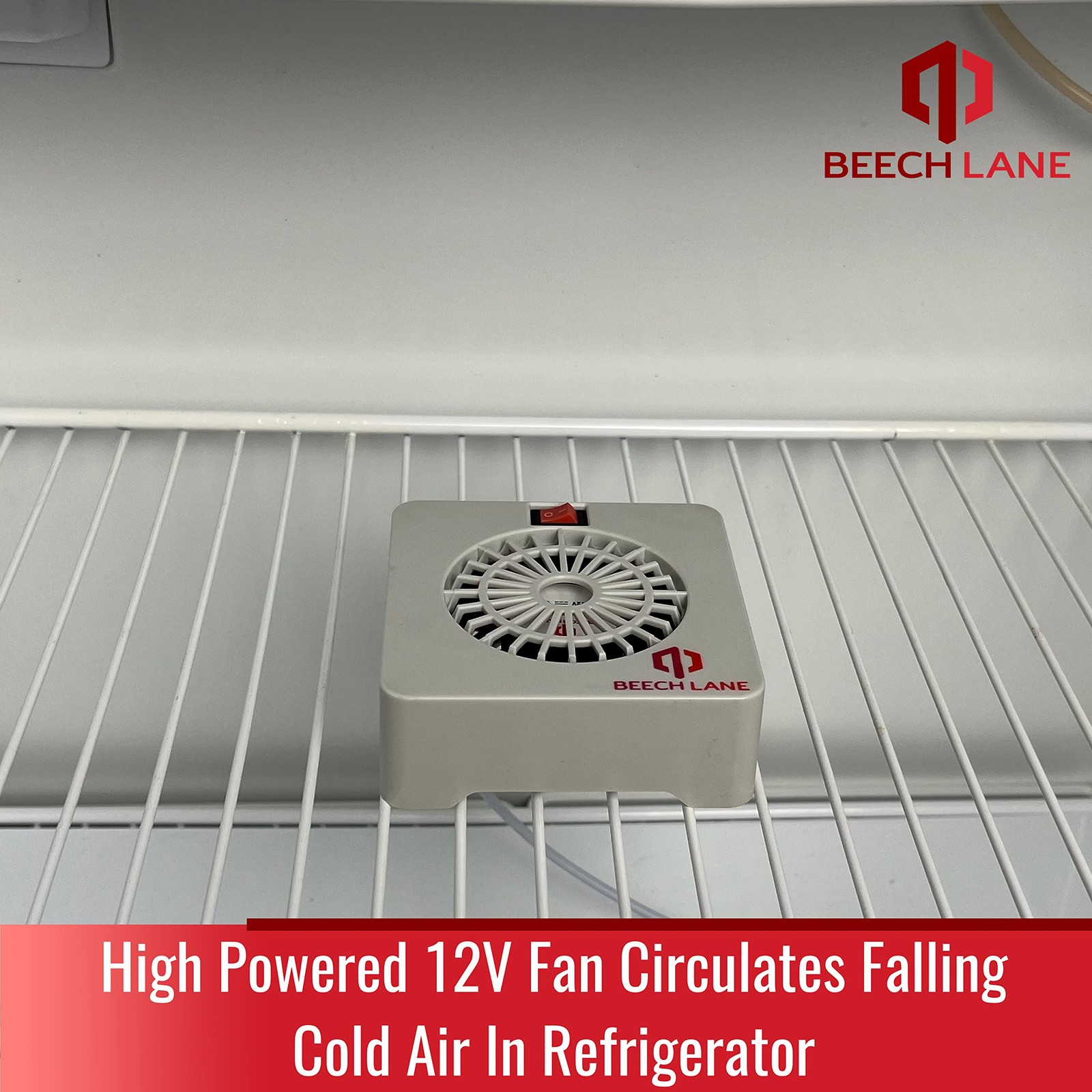 Beech Lane 12V RV Fridge Fan, Wired Connection Provides Constant Power, White