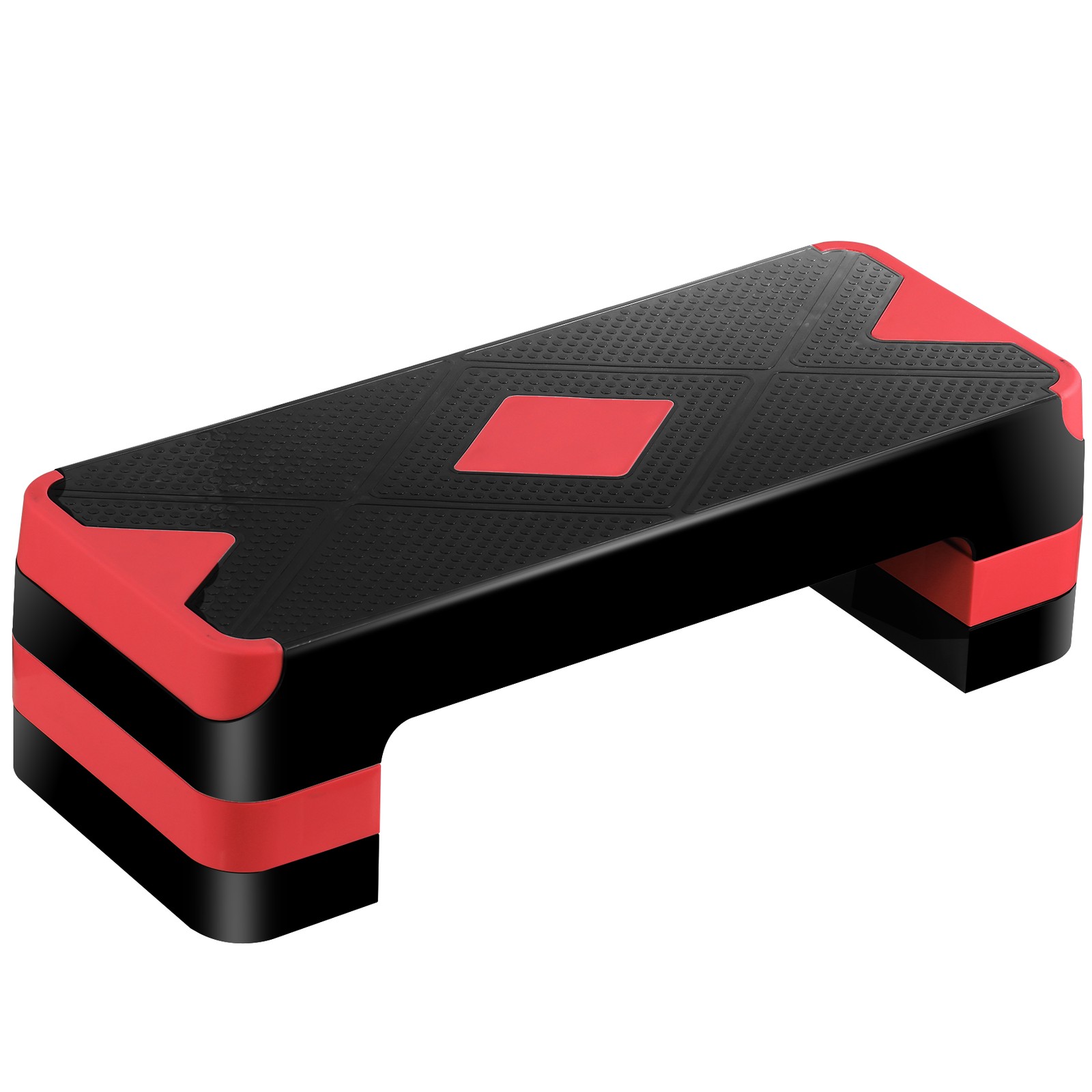 26.5" Aerobic Step Platform Adjustable Exercise Workout Stepper w/4 Risers Red