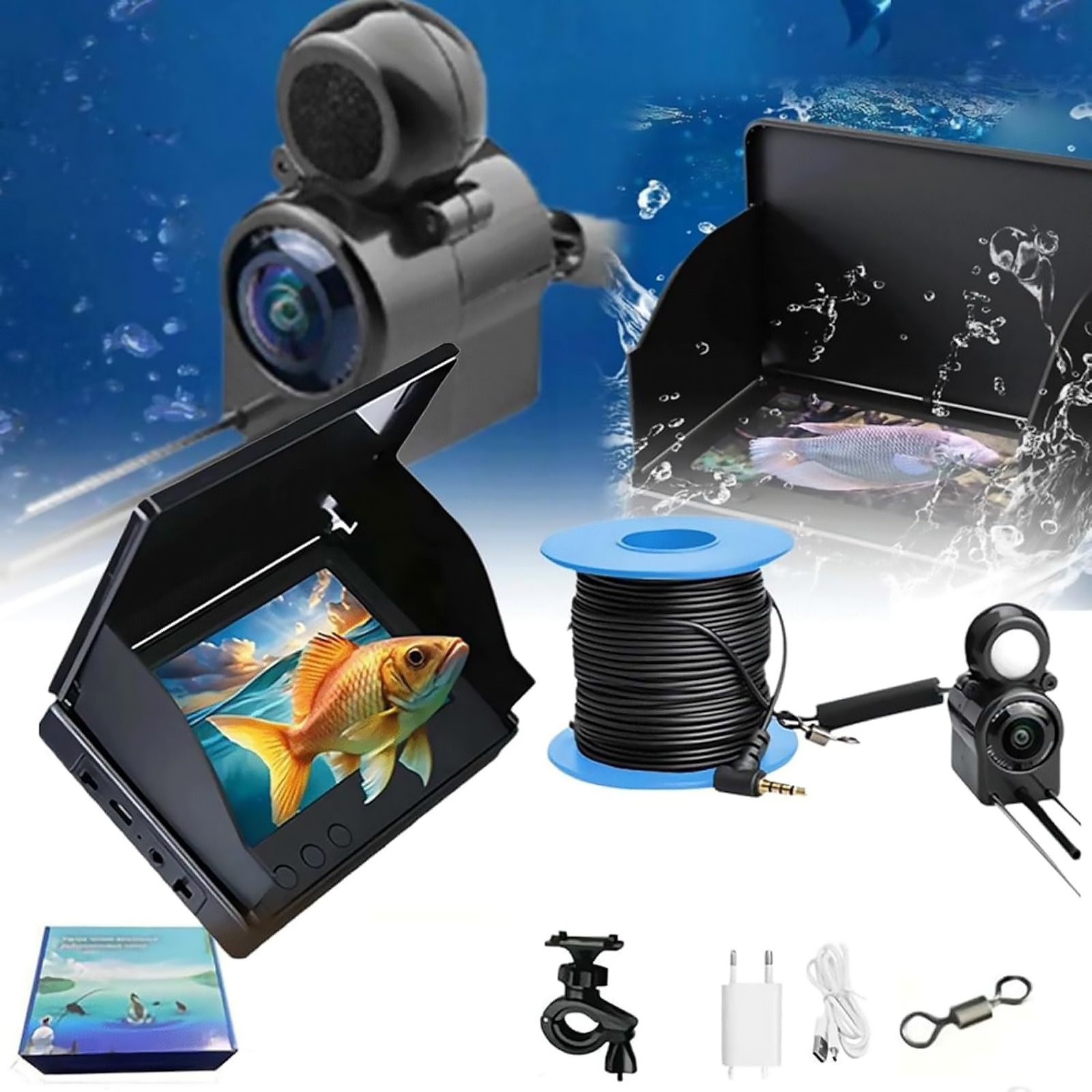 Underwater Fish Finder Display 4.3" HD Screen w/ Night Vision 30 Meter HD Camera