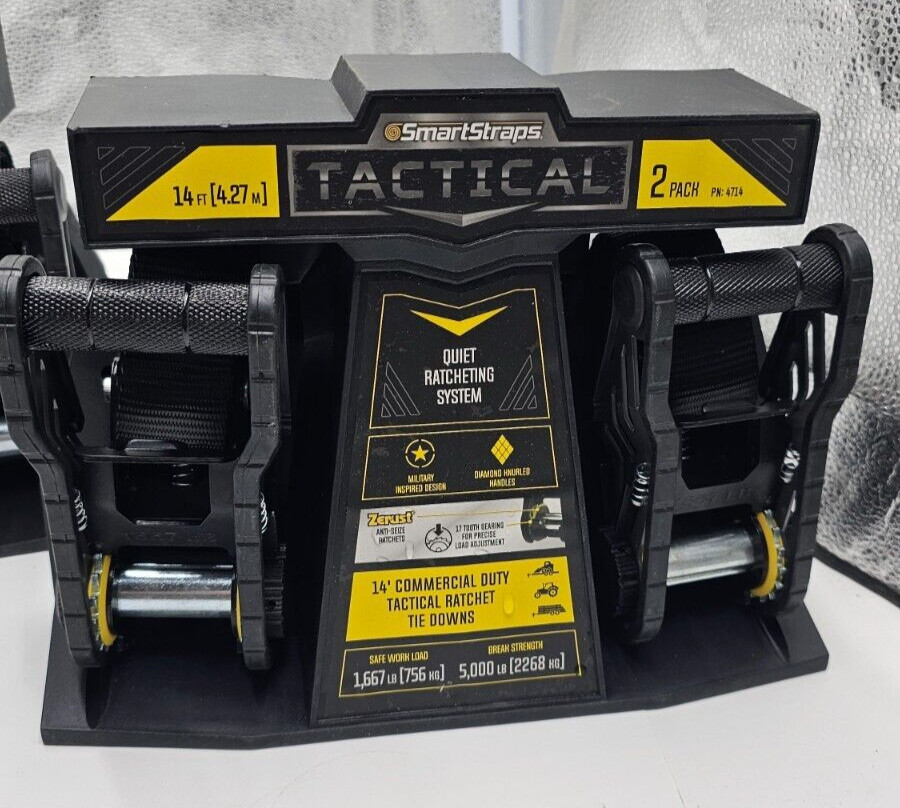 QTY 2 SmartStraps 14’ Commercial Duty Tactical Ratchet Tie Down 4714 5000 lbs