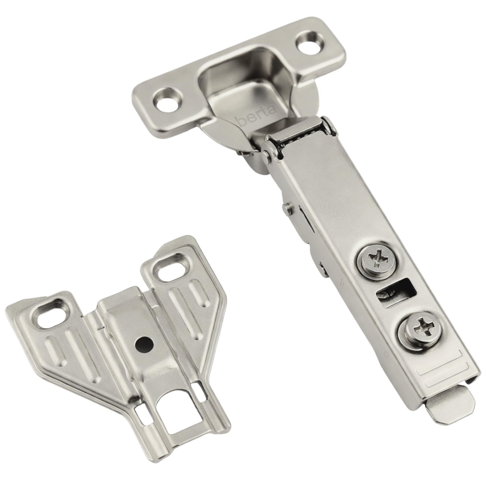 Berta 2-Pack, Full Overlay Cabinet Door Hinges,105 Degree Adjustable Conceale...