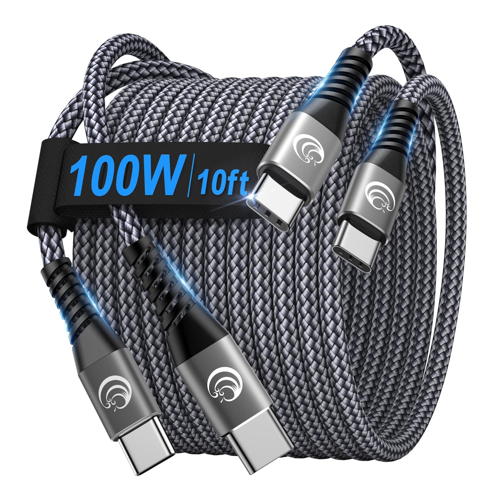 USBC to USBC 100W [10ft/2 Pack] USB C to USB C Fast Charging Cable Braided C ...