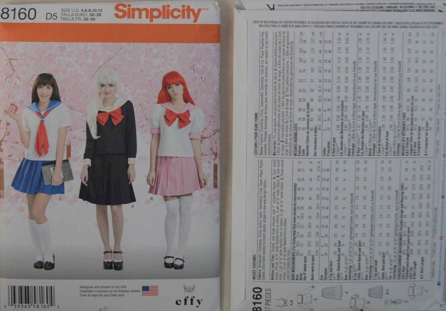 Simplicity- 8160 - Misses' School Girl, Kpop, Anime Costumes