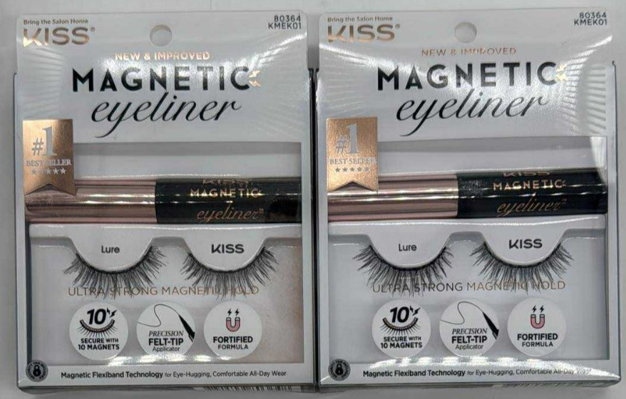 2PK Kiss Magnetic Eyeliner & Lure Eyelash Lash ~ #80364 ~ KMEK01 ~ FAST SHIPPING