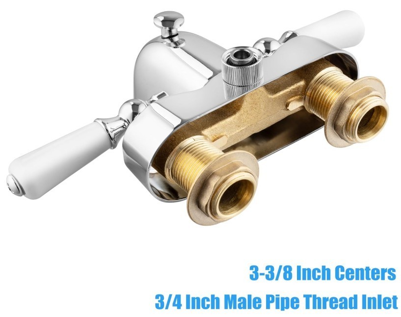 Heavy Duty Bathcock Diverter Shower Attachment for Clawfoot Tub Faucet 2 Lever