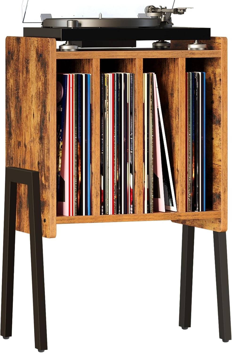 Record Player Stand Table with Vinyl Storage Shelf Nightstand