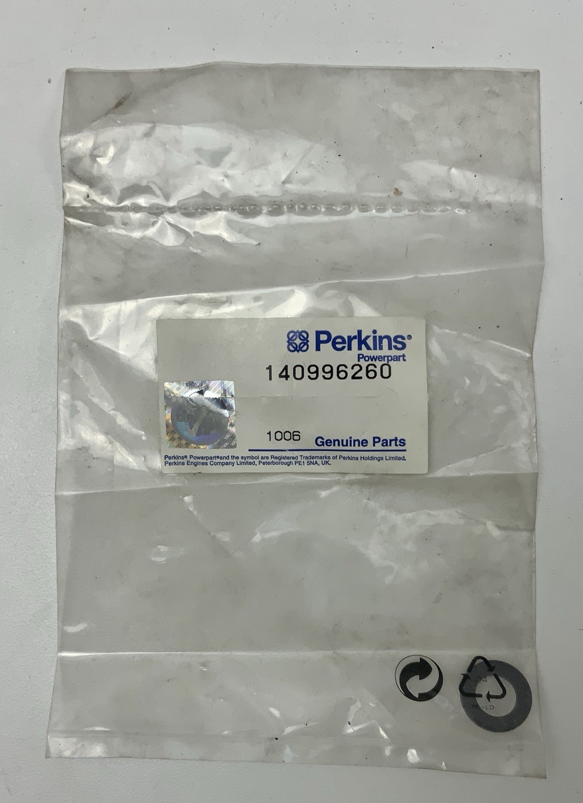 NEW! GENUINE PERKINS Gasket P/N: 140996260