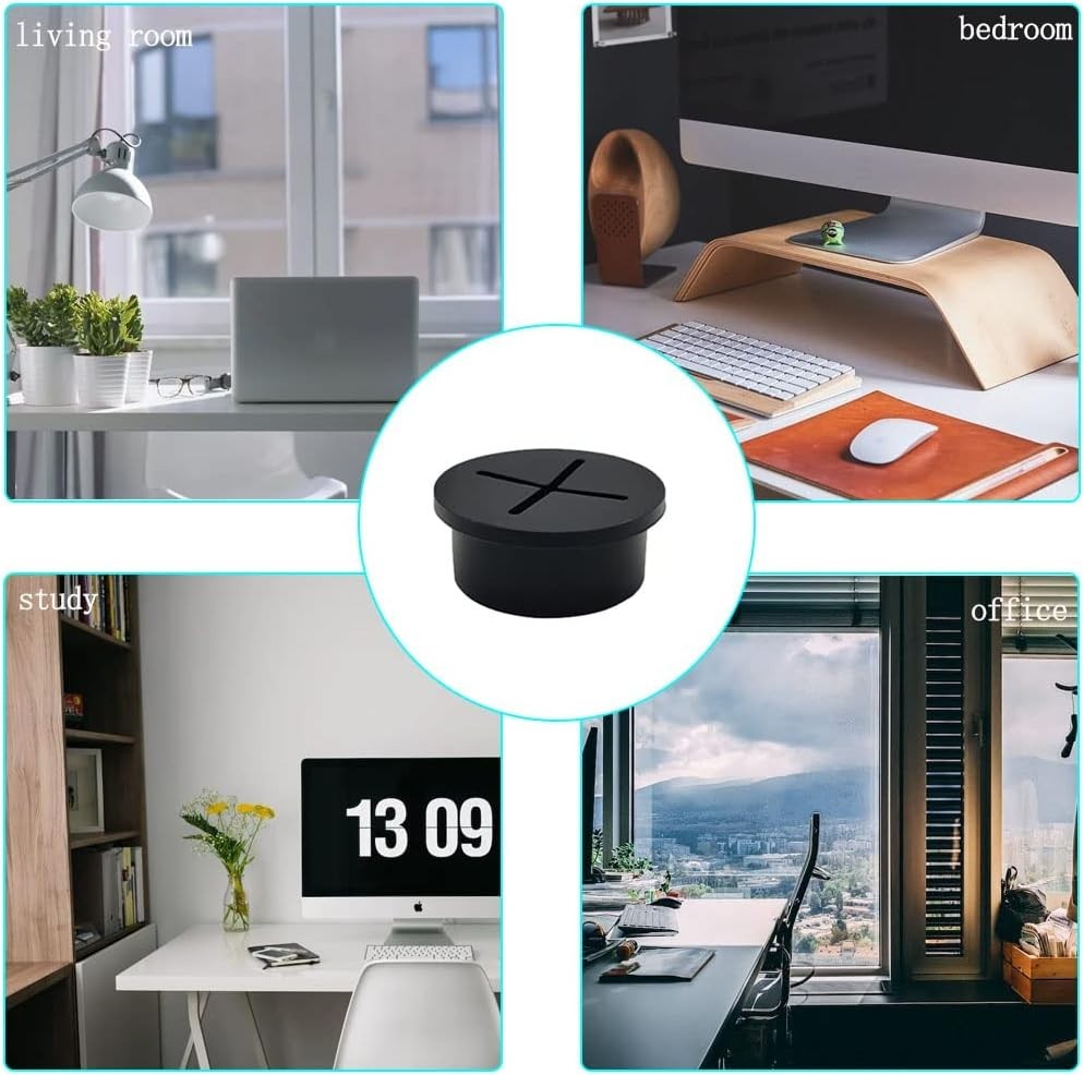 6 Durable Silicone Cable Grommets - 1-Inch for Effortless Desktop Organization