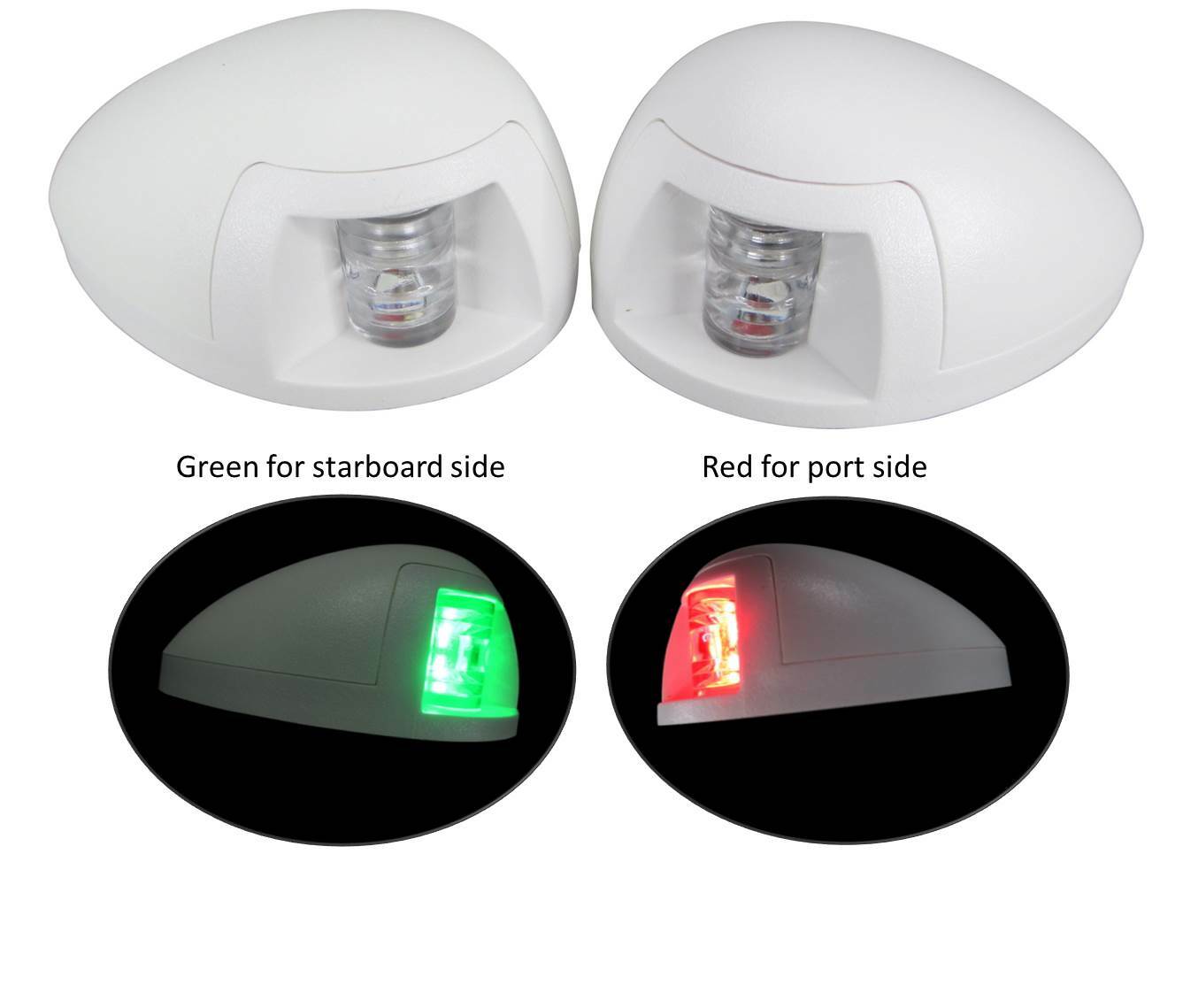 Marine Boat Green Starboard Red Port Side LED Navigation Light Horizontal Mount