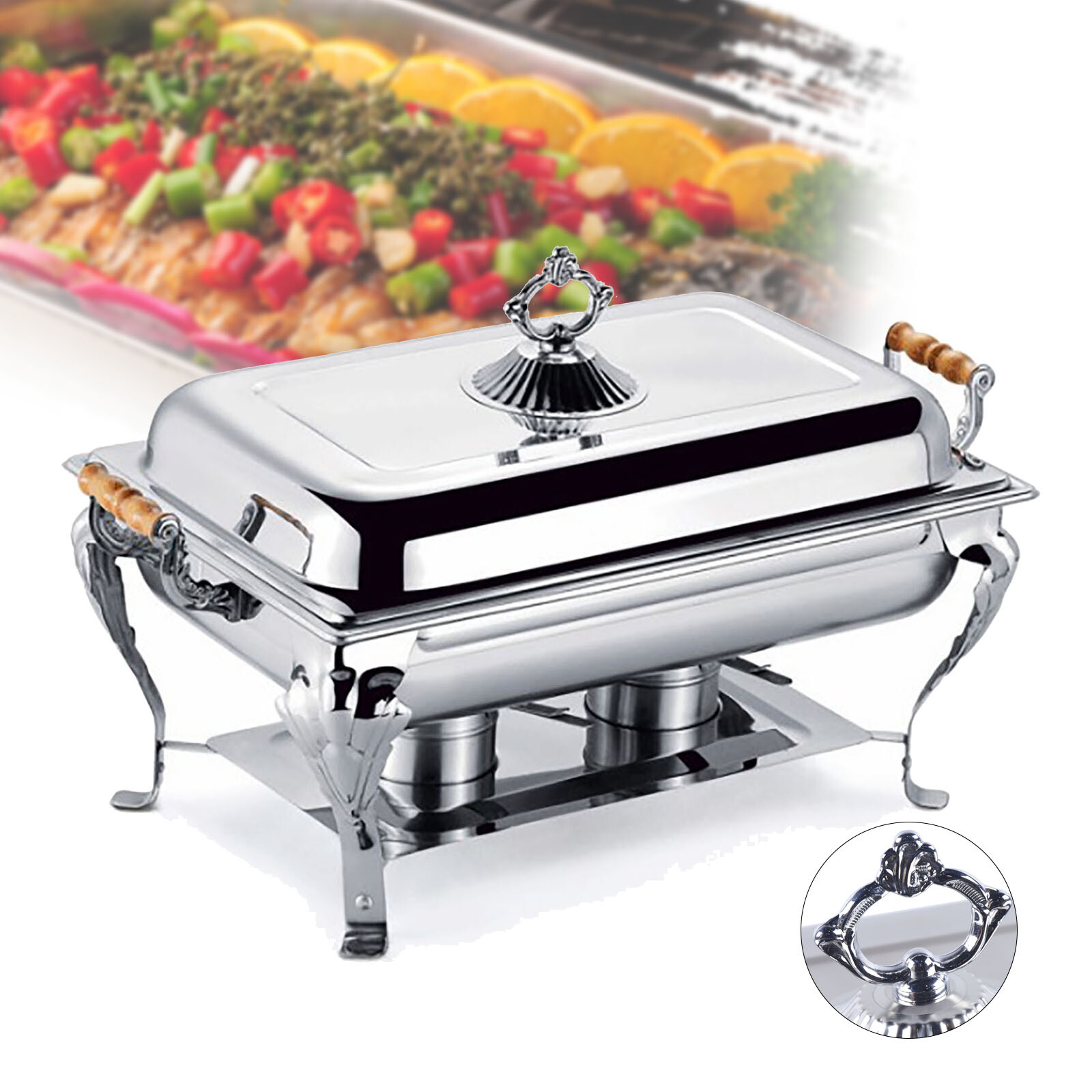 Catering Stainless Steel Chafer Dish Chafing Sets 8 QT Full Size Buffet