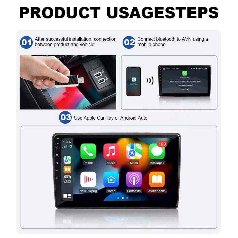 Mini Wireless CarPlay Adapter Bluetooth USB Dongle Plug & Play For Apple iPhone