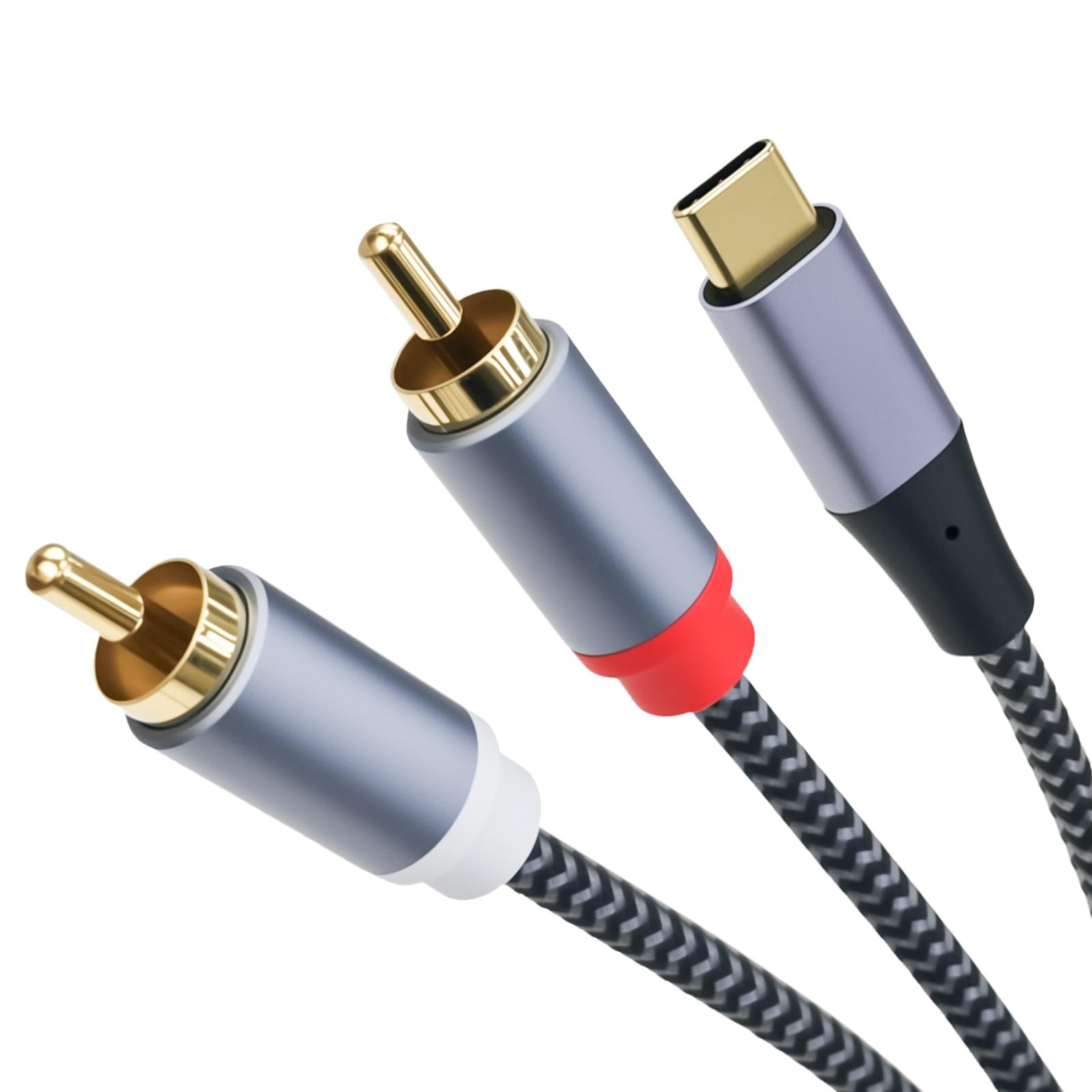 Cyberguys USB C to RCA Cable 6.6ft, Type C Audio Multicolored