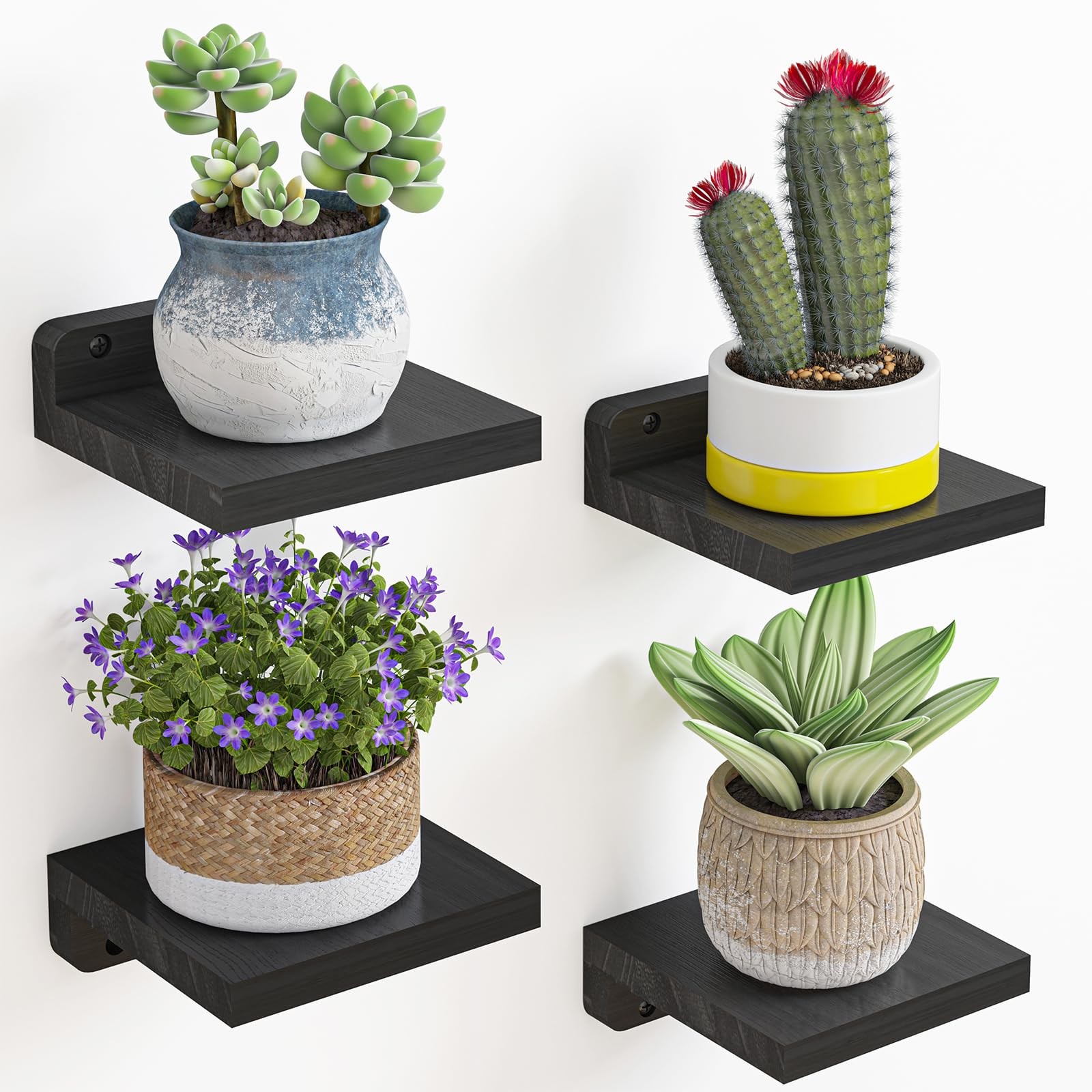 Fixwal Small Floating Shelves, 5x5 Inches Wall 5"L x 5"W x 1.57"H, Black