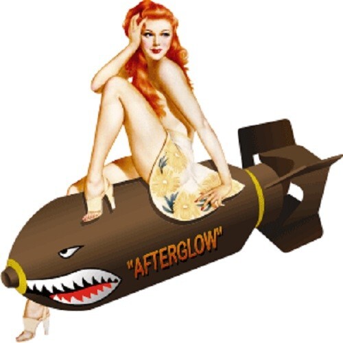 Military Nose Art "Afterglow" Casino Girl Pin Up Decal - 6" Wide x 6" High Decal
