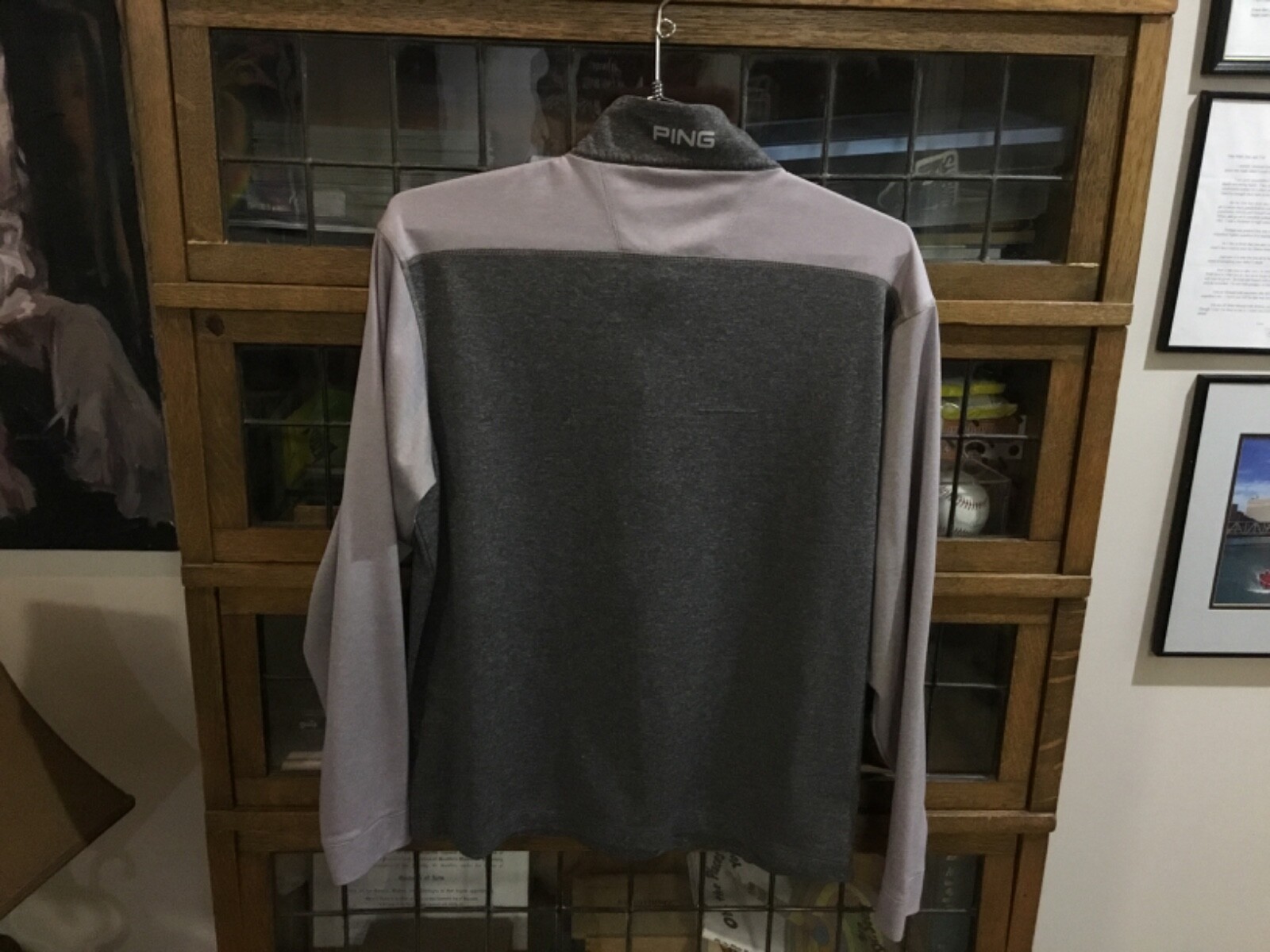 PING Golf 1/4 Zip L/S Lightweight Gray Striped Performance Pullover SZ L - Cool