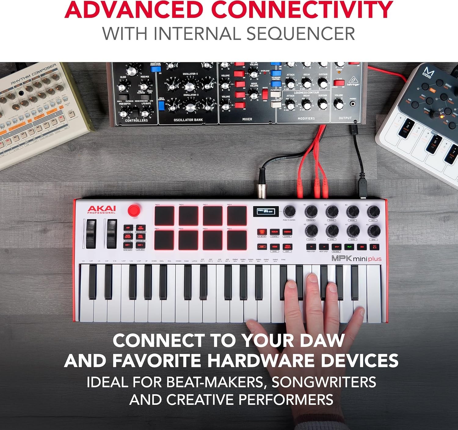 MPK Mini Plus,USB MIDI Keyboard Controller with 37 Mini Keys,8 MPC Pads