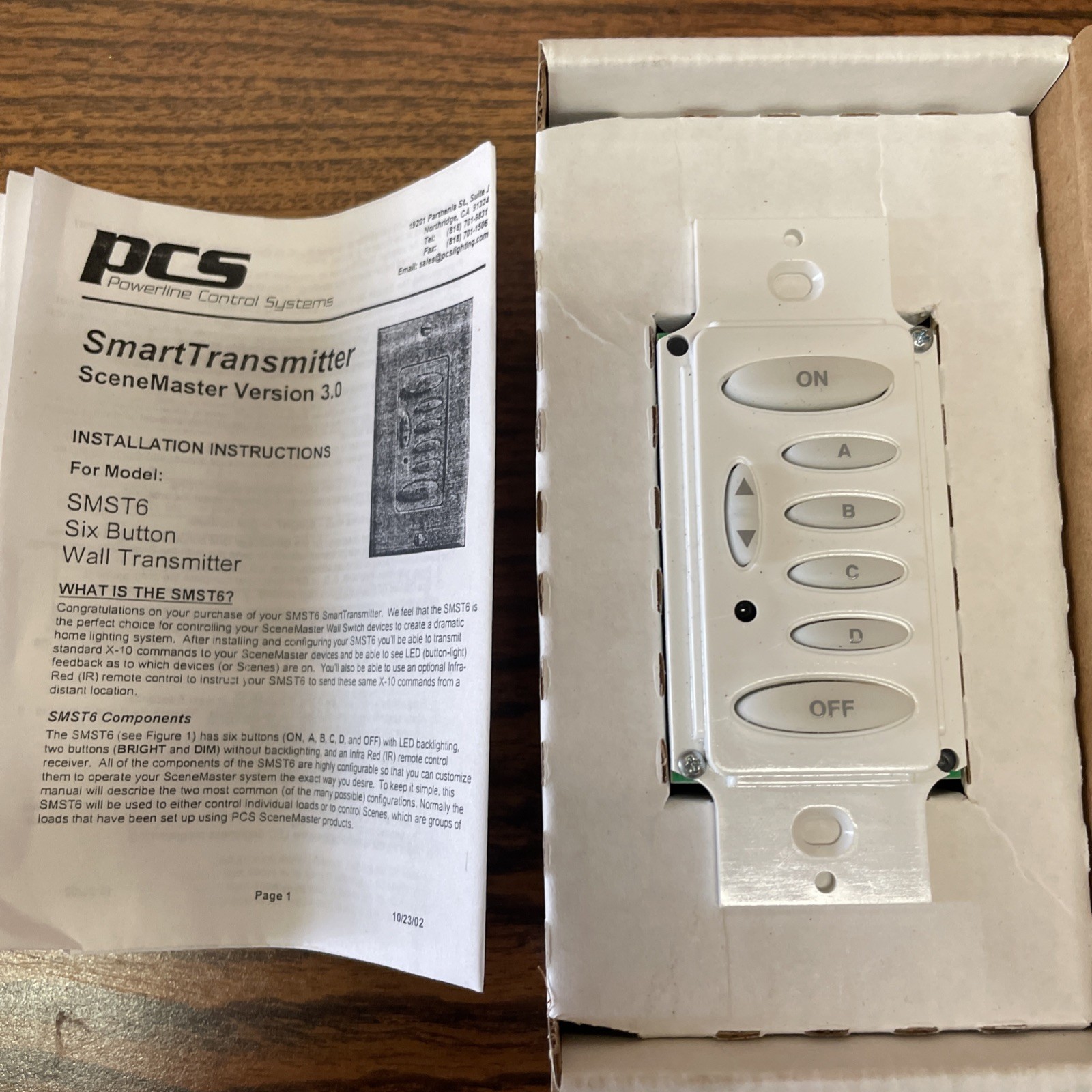 PCS Smart Transmitter Scene Master Version 3 Lighting Control 6 Button