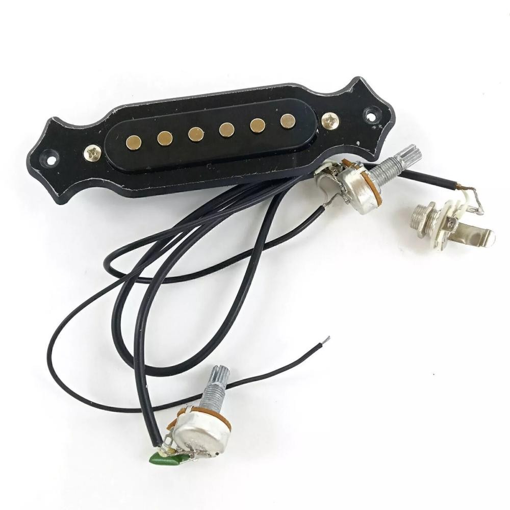 6 String Single Coil Pickup Cigar Box Guitar Soundhole Pickup Harness Black