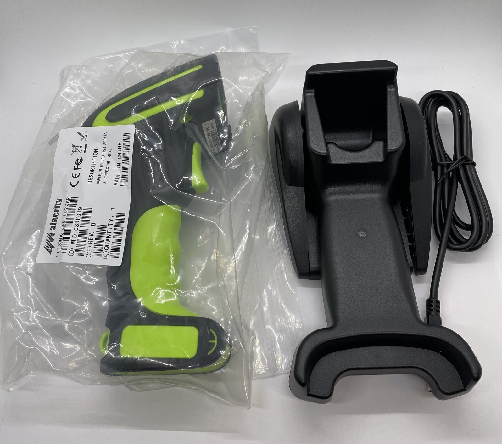 Alacrity MJ-2020DB Industrial Barcode Scanner & Cradle Wireless Bluetooth