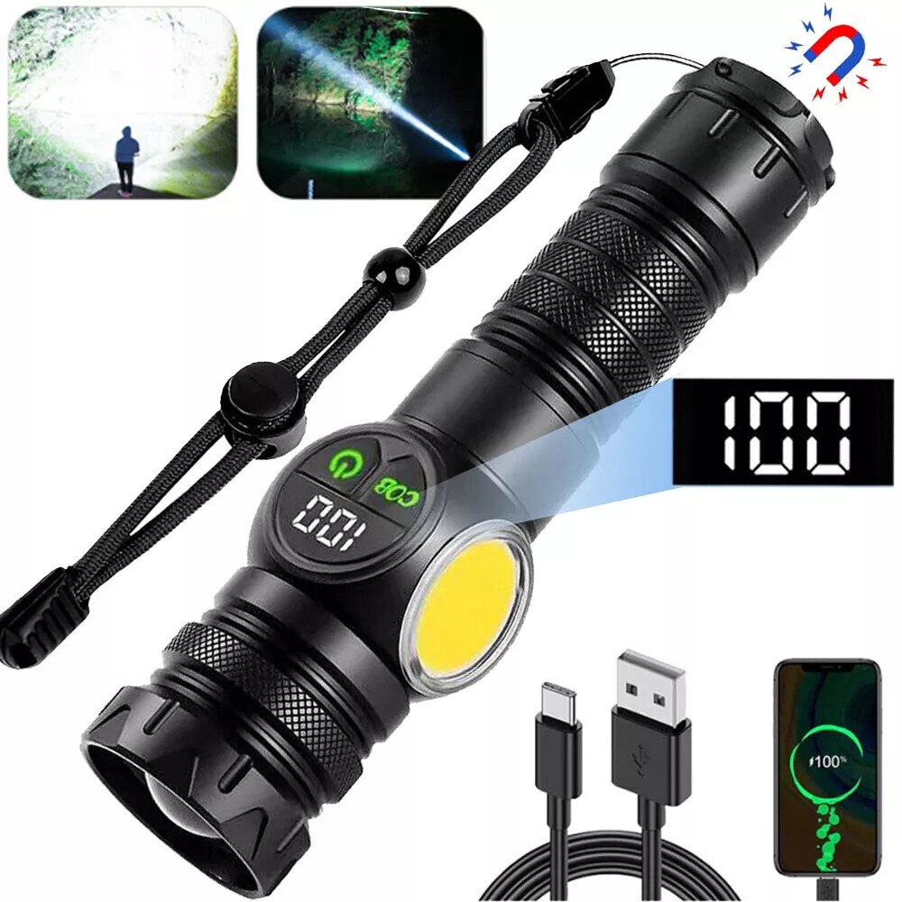 350000000 Lumen Super Bright LED Tactical Flashlight Rechargeable LED Work Light