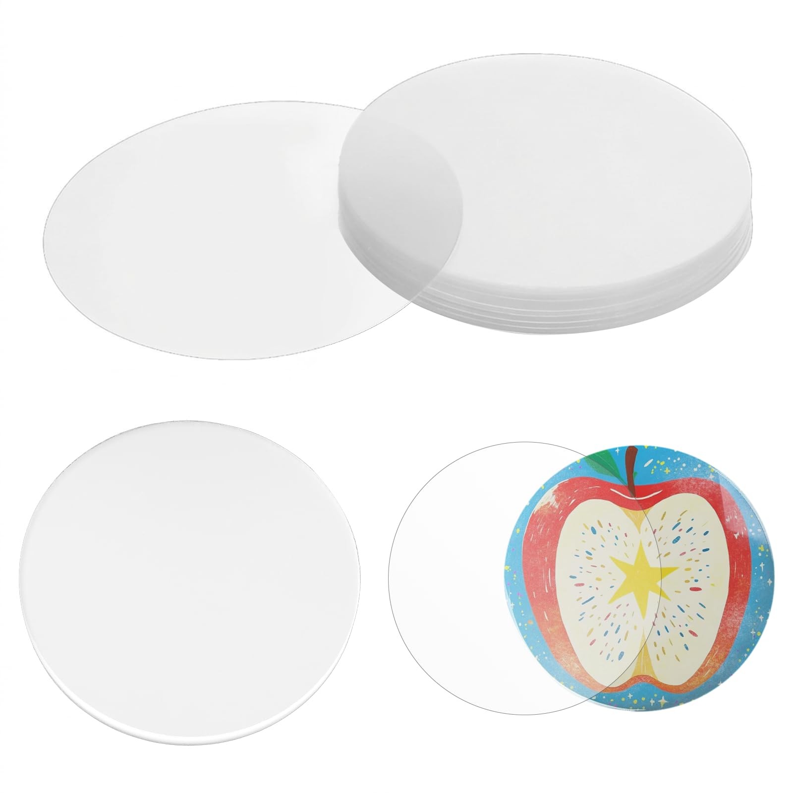 200 Pcs Clear Badge Film for 58mm Badge Circle Transparent Protective Film Bu...