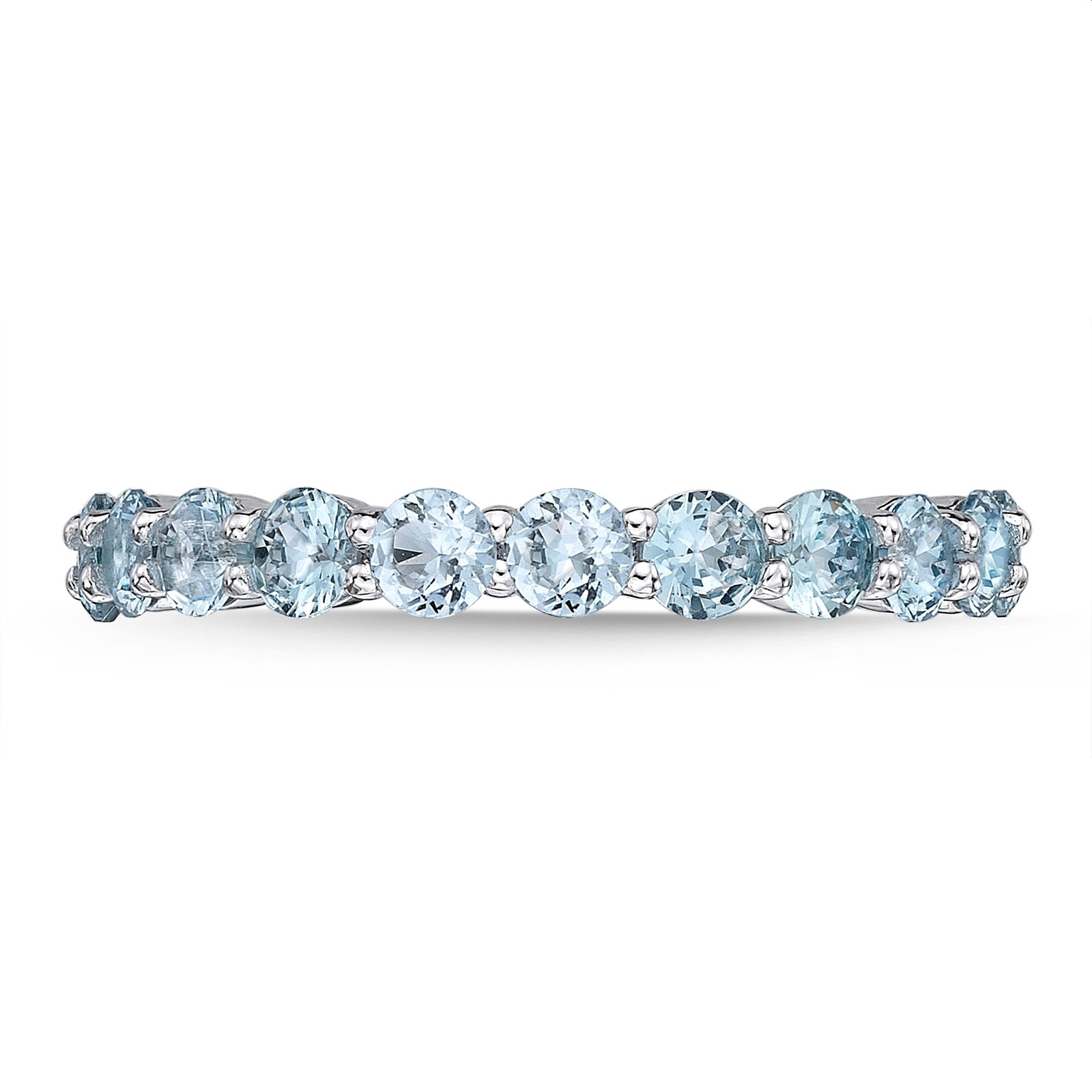 2.20 Round Blue Topaz 925 Sterling Silver Ring, Size - 8