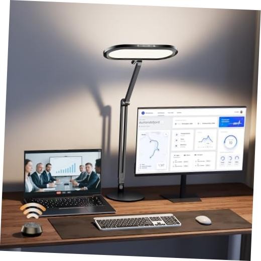 Premium LED Desk Lamp for Home Office – Eye-Caring Double Side Light with Black
