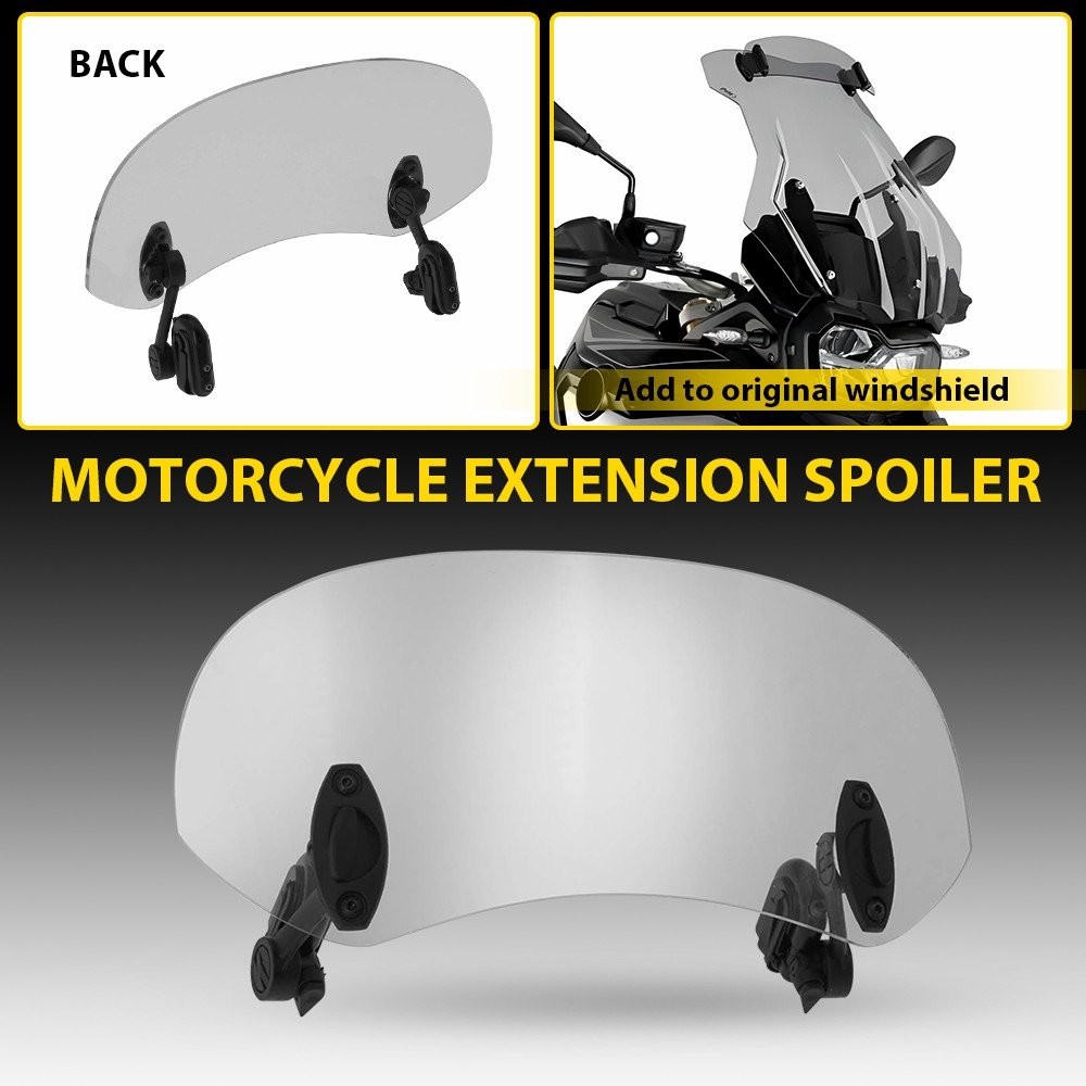 Motorcycle Universal Clip On Windshield Wind Screen Deflector Extension Spoiler