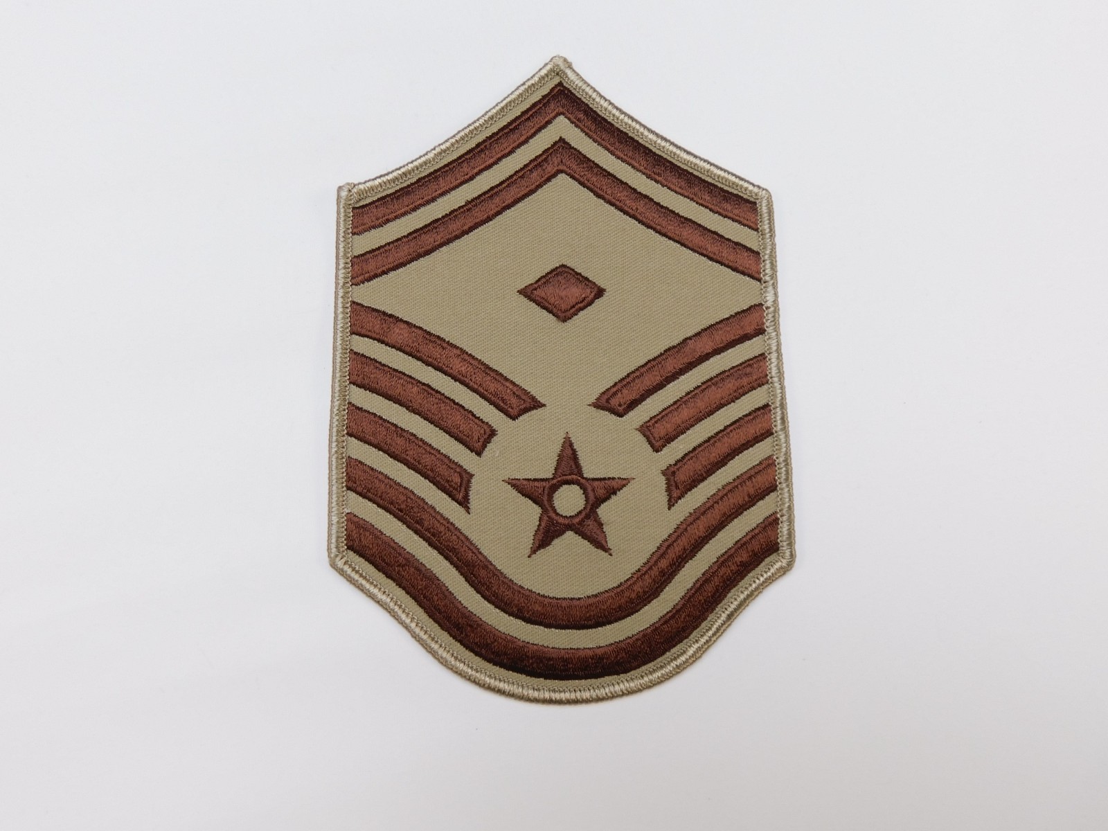 Air Force USAF E8 SMSgt 1st Sergeant Chevron DCU Desert Tan Patch 4" Male
