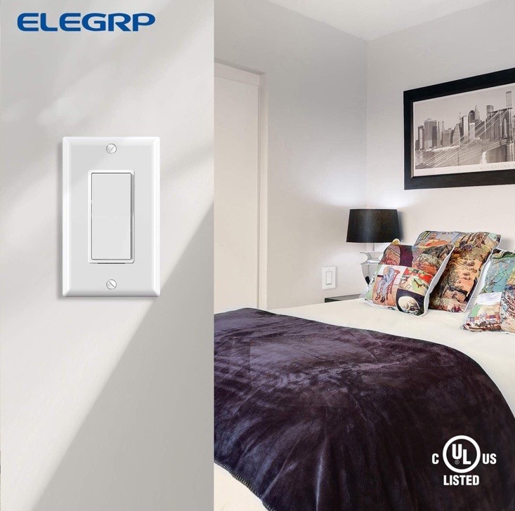 20 Pack Glossy White Single Pole Decorator Light Switch, 15Amp, 120-277V, UL