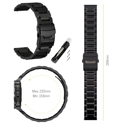 Band Durable 22mm Compatible Smartwatches Adjustable, Secure Stainless Steel