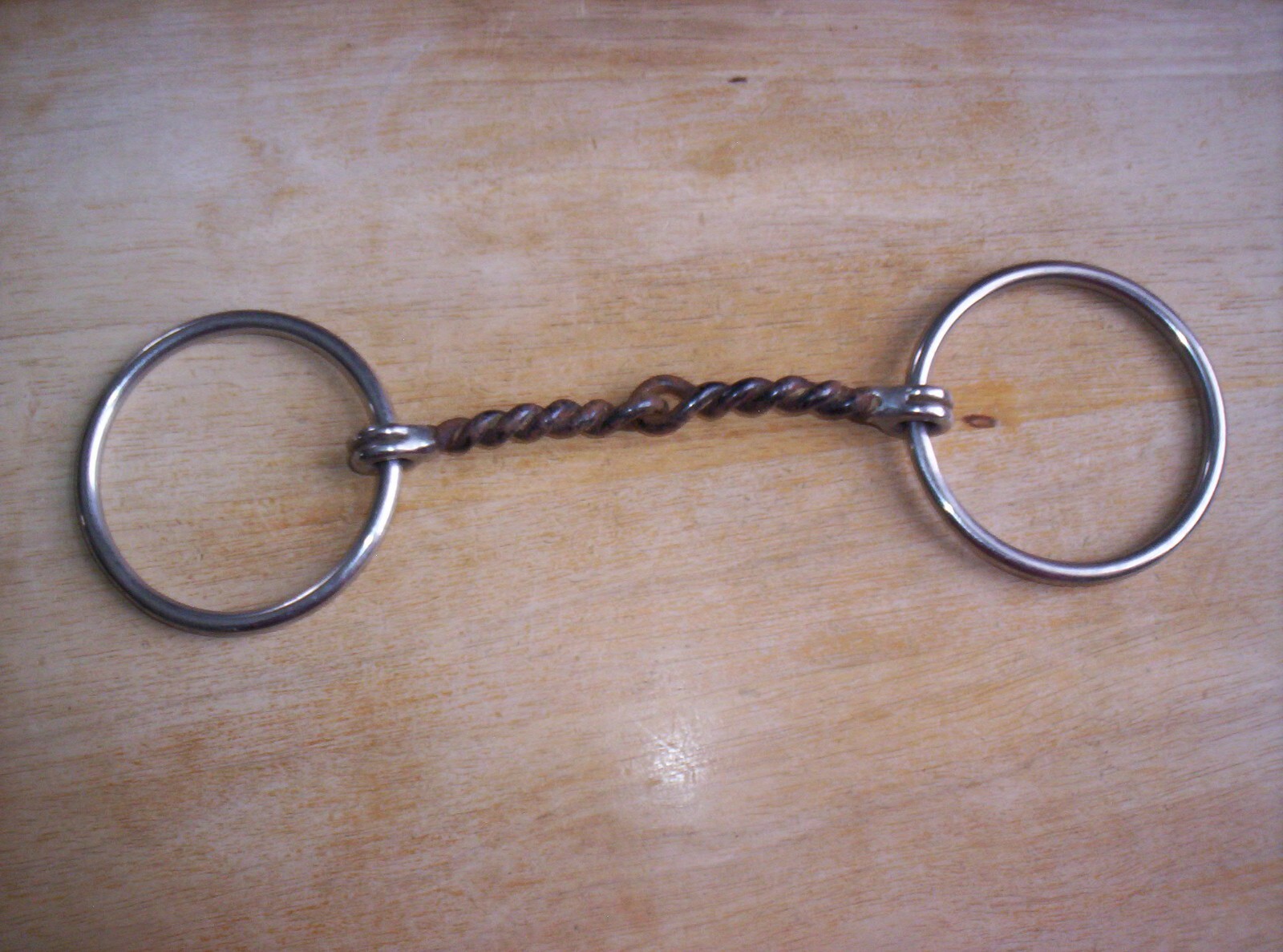 Used Loose Ring  Snaffle Bit 5"  Twisted Sweet Iron Mouth 3 1/2 " Side Rings