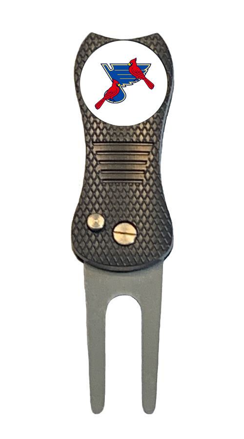 St. Louis Sports Blues Cardinals Golf Ball Marker + Switchblade Divot Tool